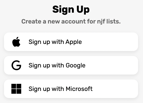 Social login providers example.