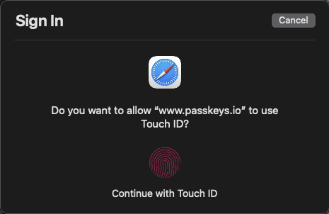 Authenticate with Touch ID prompt.