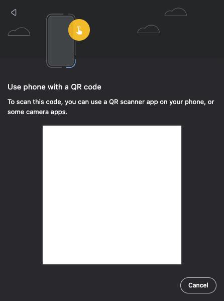 Scan a QR code prompt.